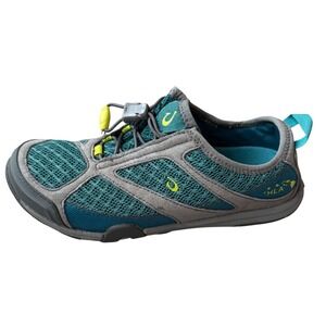 OluKai Eleu Water Shoes Teal Gray Mesh Bungee Lace Size 6.5 US Sport Sneaker